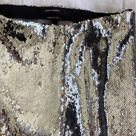 Isabel Marant Silver Metallic Izard Mid Rise Skinny Leggings SZ 2/34 - Picture 5 of 7